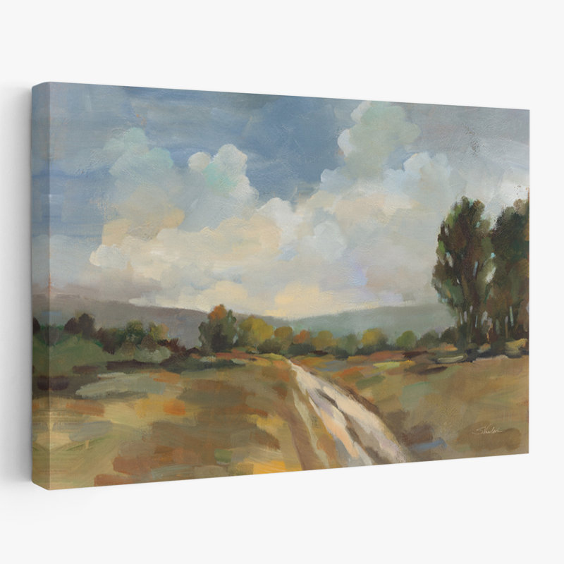 Vue sur la campagne - nuages noirs, bleus et noirs, H 24 po x l 16 po