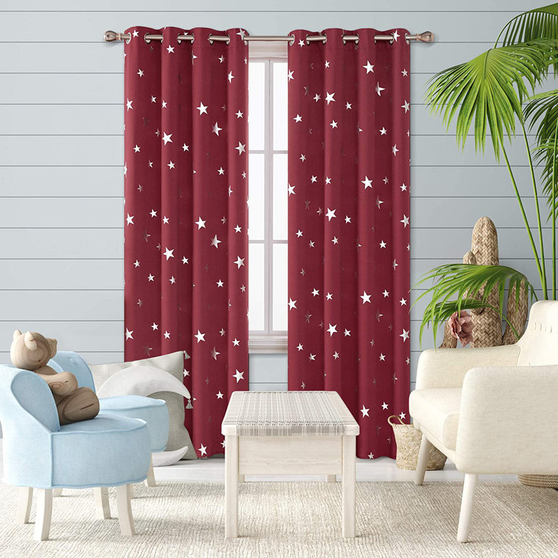 Manzanita Eyelet Room Darkening Thermal Curtains, 117cm W x 183cm D, Dark Red