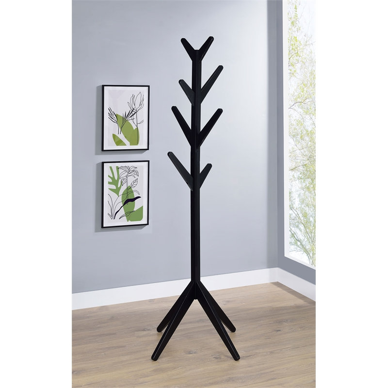Portemanteau en bois 17,25 po x 17,25 po x 66,25 po noir