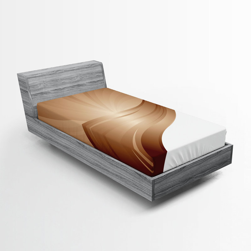 Drap-housse Ambesonne, paquet de 2, Drap-housse simple TG, Brun pâle / blanc abstrait