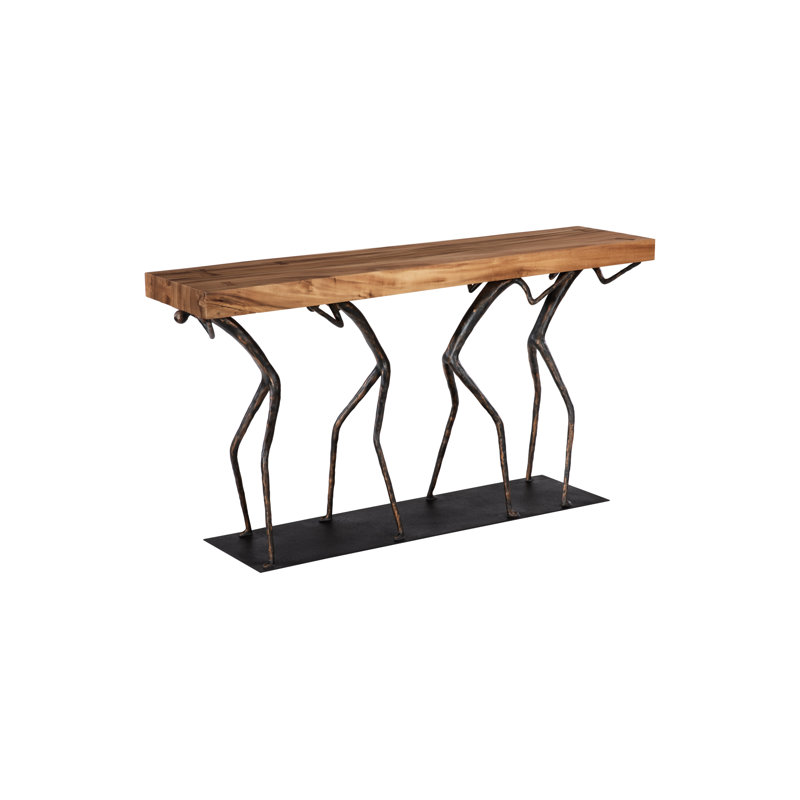 Atlas 60'' Natural Wood and Black Metal Console Table