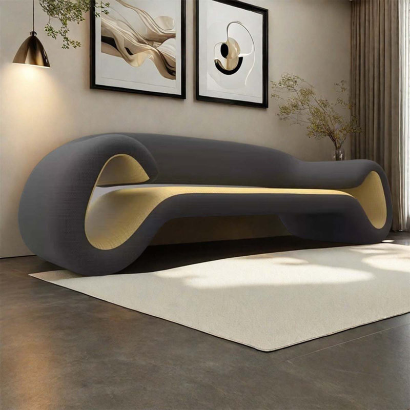 Canapé Nordic Designer, Fibre de polyester noir et jaune