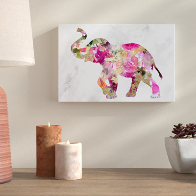 «Elephant Floral» par Oliver Gal - impression sur toile tendue