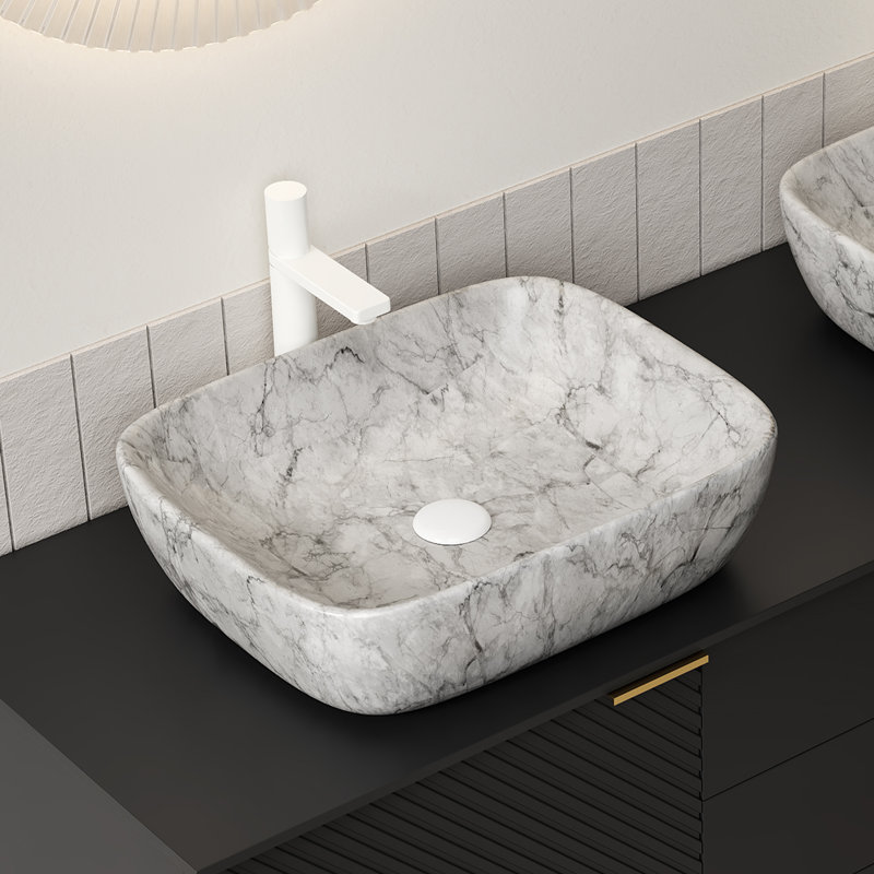 Lavabo de salle de bain en céramique 19,7 po Volakas