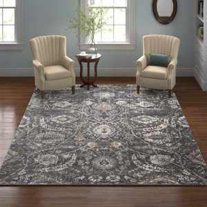 Ahnalise Oriental Charcoal/Ivory Area Rug