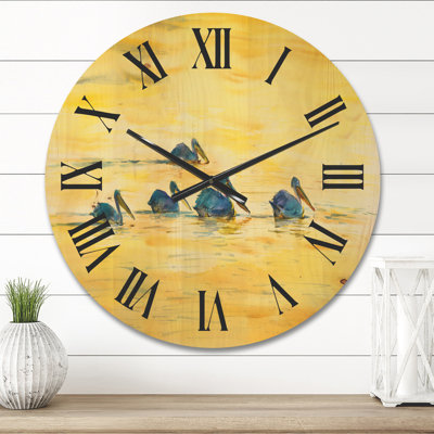Horloge murale Pelicans on the River