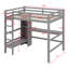 Lit mezzanine avec tablettes fonctionnelles pour le rangement et bureau sous le lit parfaitement intégré-957573842
