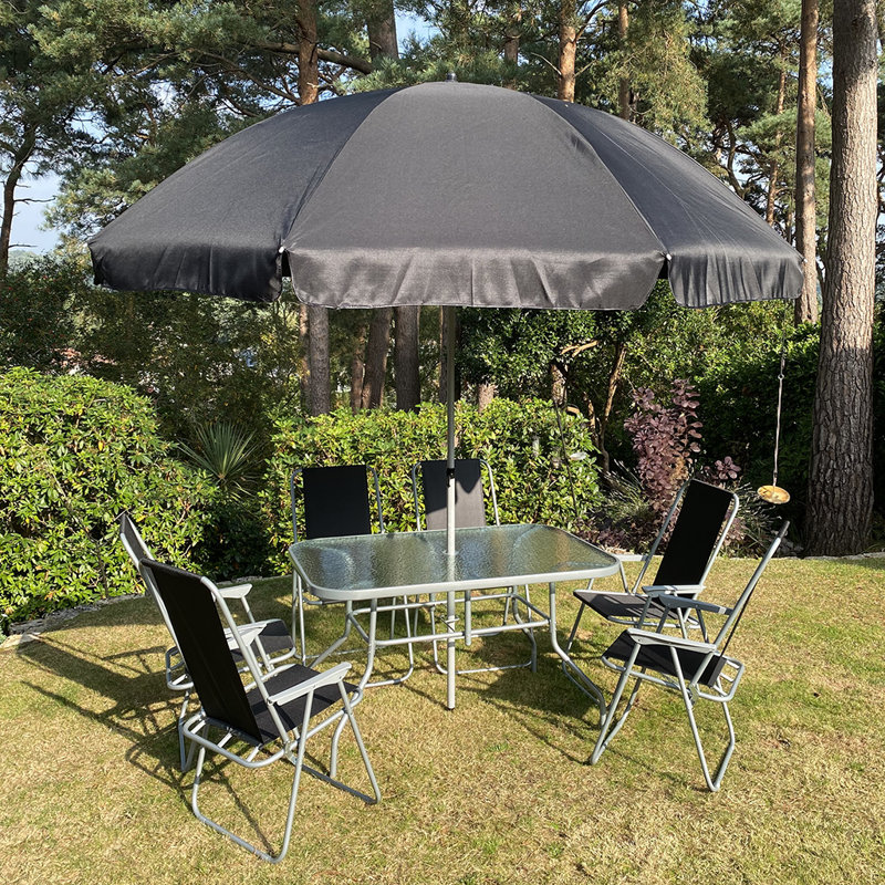 6 - Person Metal Patio Dining Set with Rectangular Table