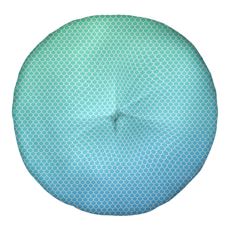 Coussin de sol capitonné Katelyn Elizabeth, 26 po x 26 po, Bleu / vert