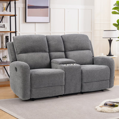 70.8" Wide Modern And Overstuffed Soft Manual Reclining Loveseat Sofa With Center Console