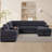 U-Shaped Upholstered Sectional with Sleeper Sofa, Console with USB & Chaise-534350123