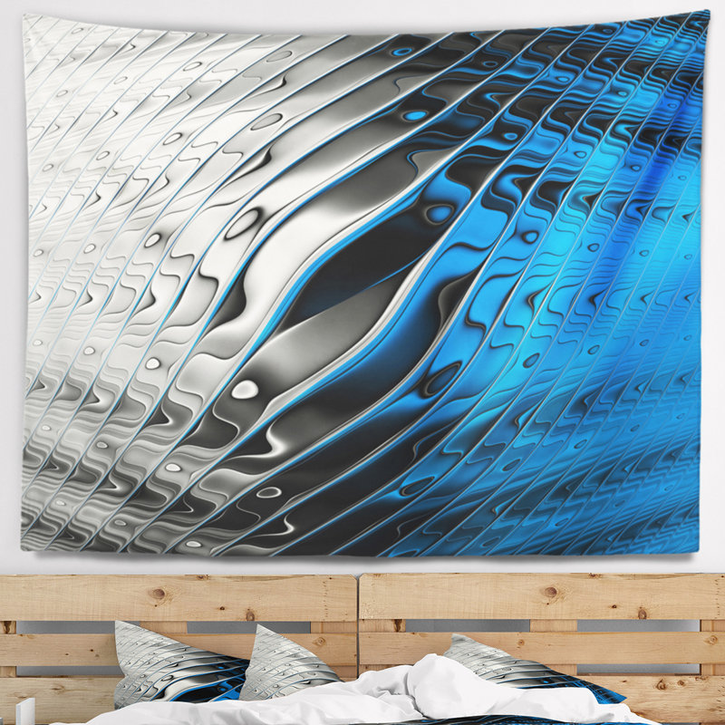 Tapisserie abstraite art fractal jaune, H 50 po x l 60 po