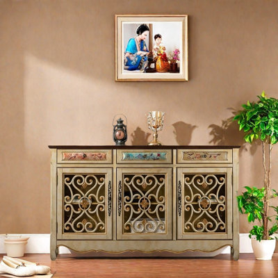 Console en bois d'hévéa massif