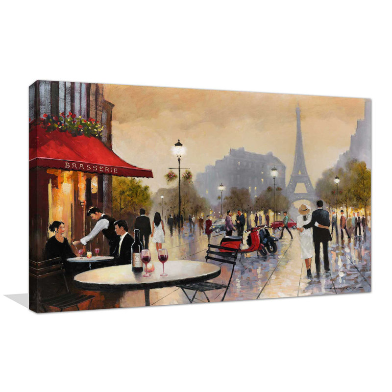 Paris Stroll par - Peinture, Toile tendue, H 18 po x l 30 po x P 1 po