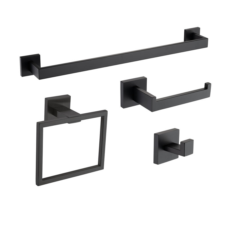Ensemble d'accessoires de salle de bain en acier inoxydable chromé, Noir mat