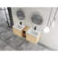 Meuble-lavabo mural de 152 cm (60 po) avec lavabo en céramique blanche, 2 portes à fermeture amortie, petites étagères de rangement, chêne américain, emballage en contreplaqué pour salle de bain, style contemporain