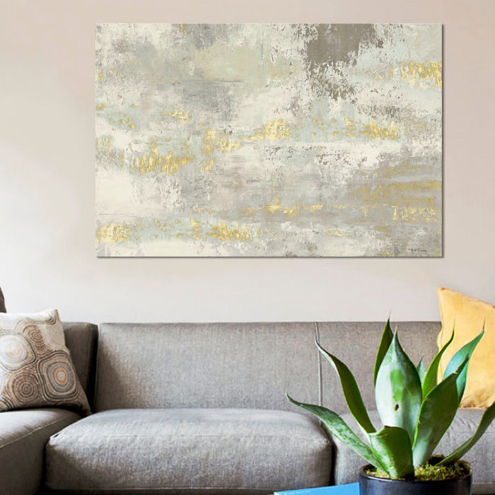 « fleuri day golden gris », impression sur toile, H 40 po x l 60 po x P 1,5 po, Toile tendue