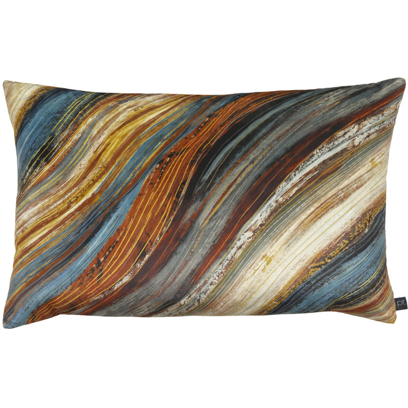 Prestigious Striped Rectangular Cushion, Orange/Blue/Yellow, Polyester