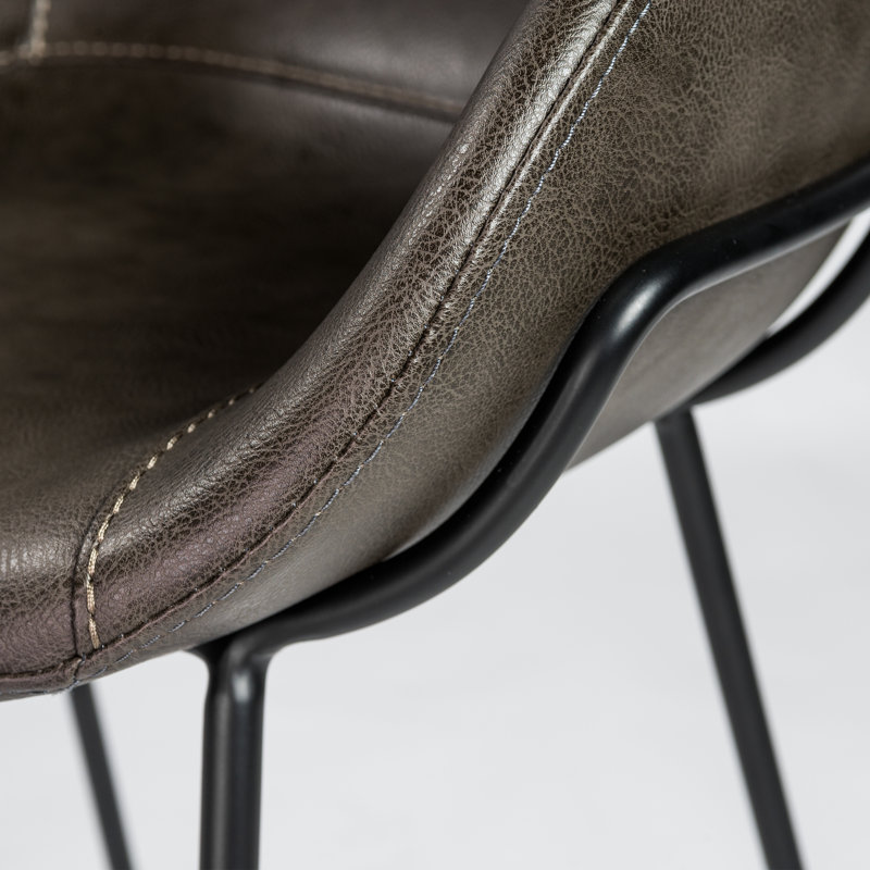 Tabouret de bar et de comptoir Ardea, Tabouret de comptoir (assise de 25,6 po de hauteur, Similicuir rétro gris foncé