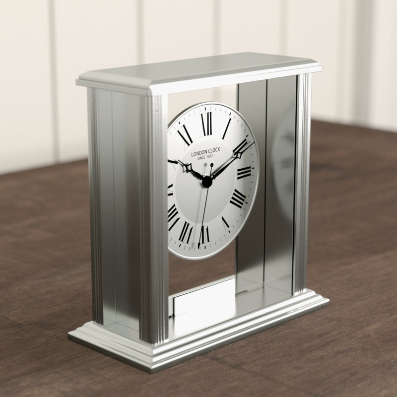 Traditional Analogue Metal Tabletop Clock, Silver