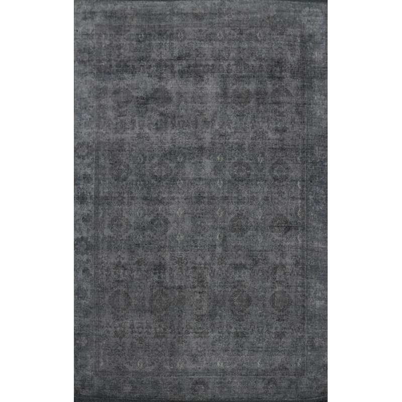 Tapis unique en coton gris anthracite et gris 7 pi 11 po x 5 pi 7 po