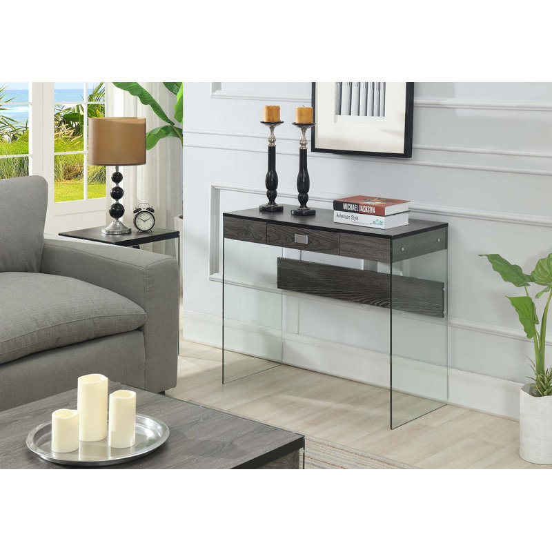 Bureau d'écriture avec 1 tiroir Allegonda, Gris patiné