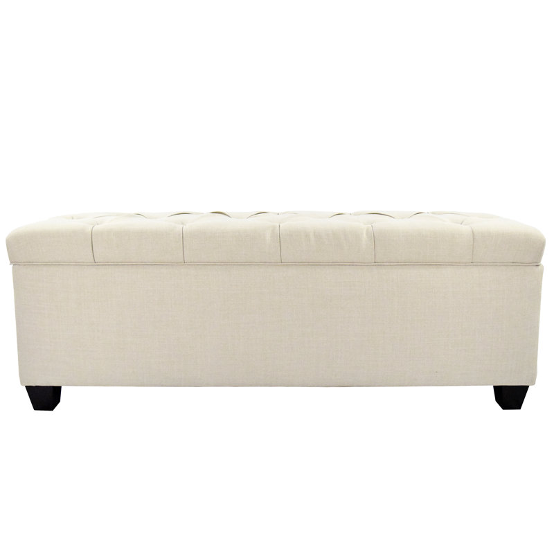 Heaney Polyester Blend Upholstered Storage Bench, Beige