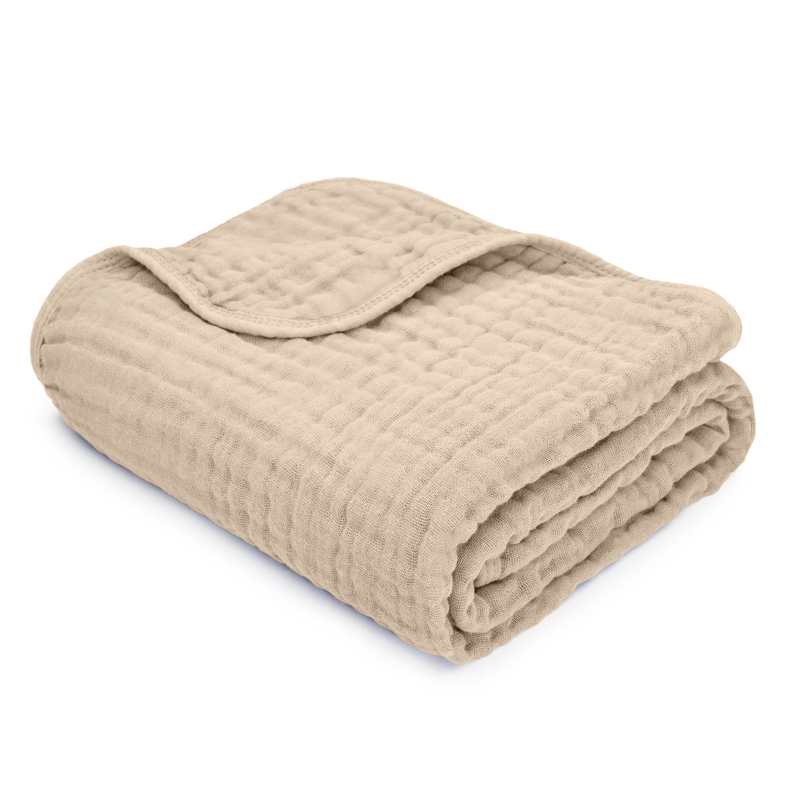 Karlina Cotton Muslin Throw Blanket, Baby, Sand