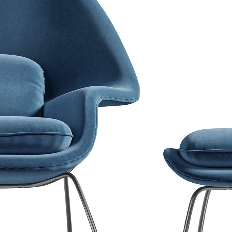 Chaise Valencia Marzena avec repose-pieds, couleur bleue