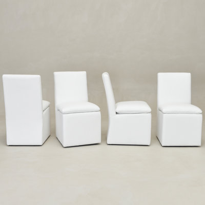21" Wide Modern No Assembly Upholstered Linen Side Dining Chair with Interchangeable Casters & Fixed Feet (Set of 4)