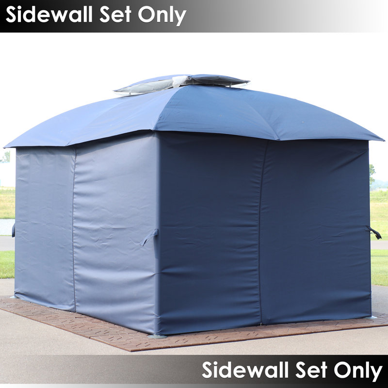 Navy Polyester 4-Piece Gazebo Sidewall Set for 10' x 13' Patio
