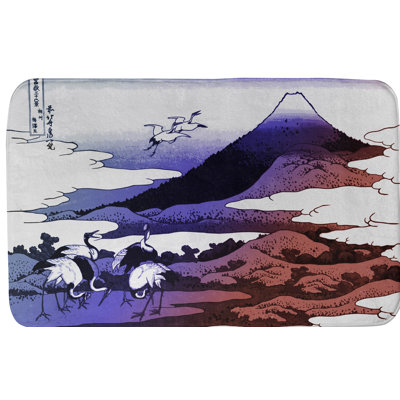 Tapis de bain antidérapant de style grues de style japonais