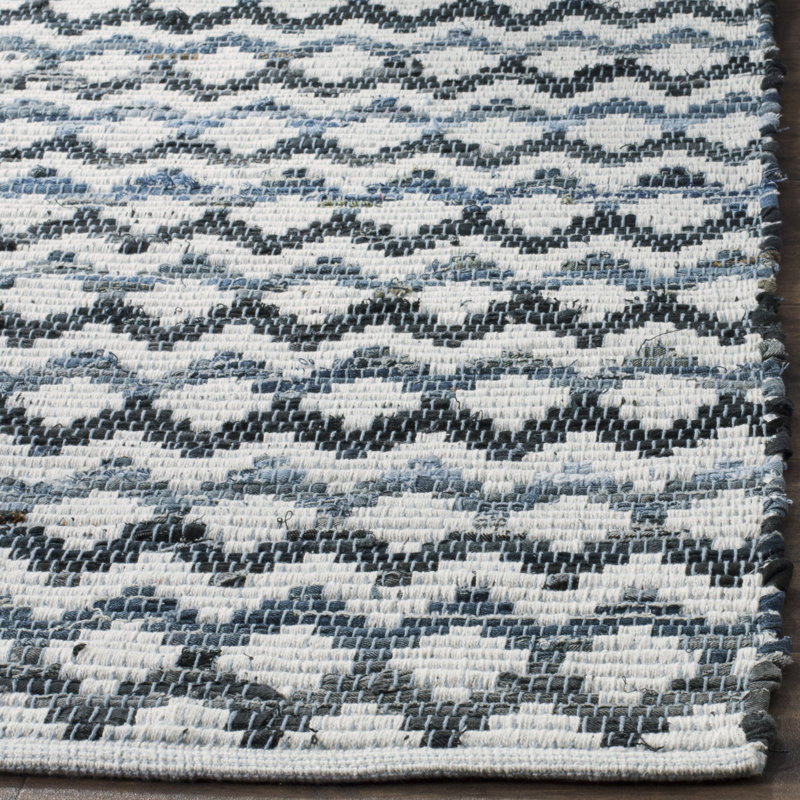 Haqeem Hand Woven Cotton Chevron Rug, Square 6'