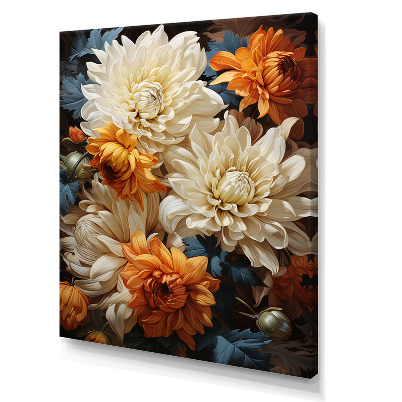Yilin Chrysanthemums Autumn Gold Showcases - Chrysanthemums Wall Art Decor, H 20 po x l 12 po x P 1 po, Toile tendue