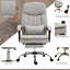 Fauteuil de massage inclinable - Microfibre, chauffant, soutien lombaire, pivotant, chaise de bureau grise, microfibre avec coussin de soutien, chauffant et réglable pour les jours de travail