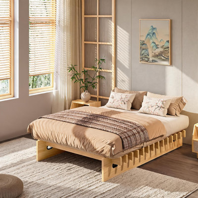 Low-Profile Solid Wood Platform Bed Frame, Floor Bed Design