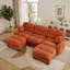 Canapé modulaire confortable en tissu de chenille plissé 3 places avec mousse ergonomique haute densité, canapé modulaire en forme de U avec 2 repose-pieds et accoudoirs ronds-1816804296-1816804297