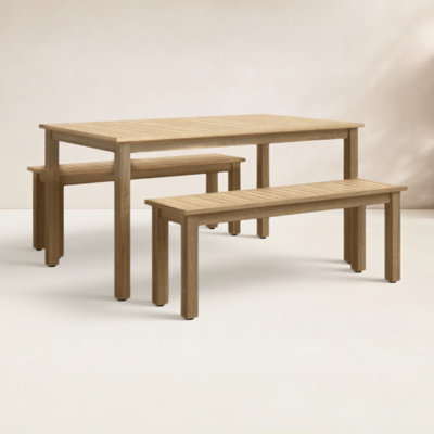 Bowery 3 Piece Acacia Outdoor Dining & Bench Set