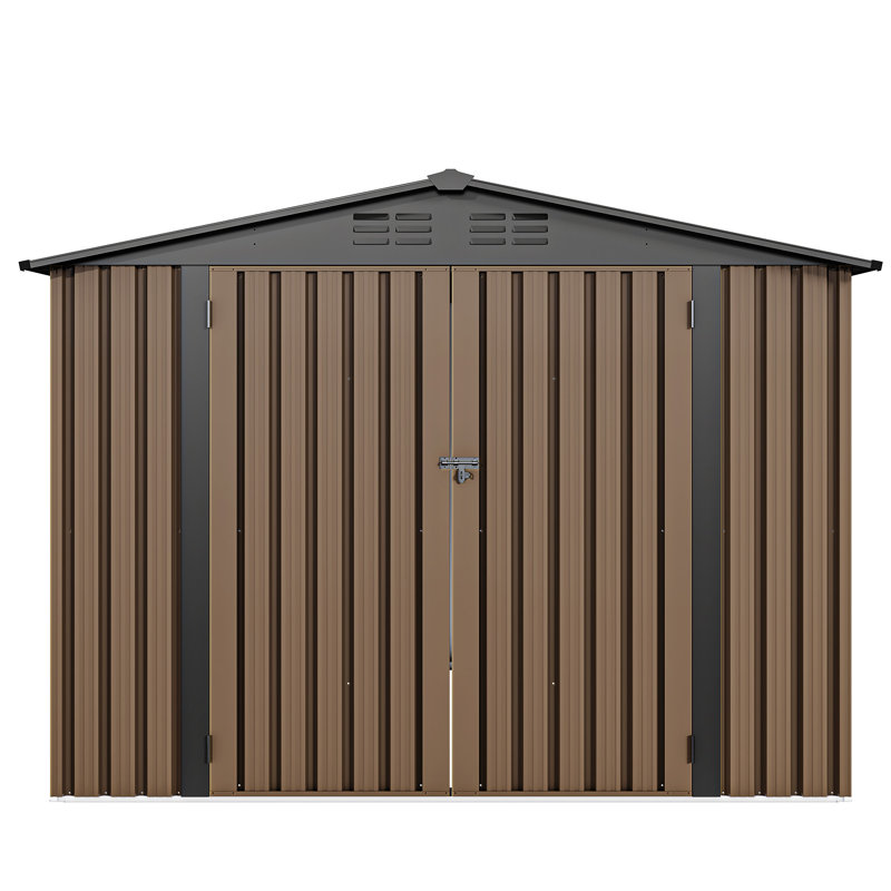 8 ft. W x 6 ft. D Galvanized Steel Storage Shed, Brown/Gray