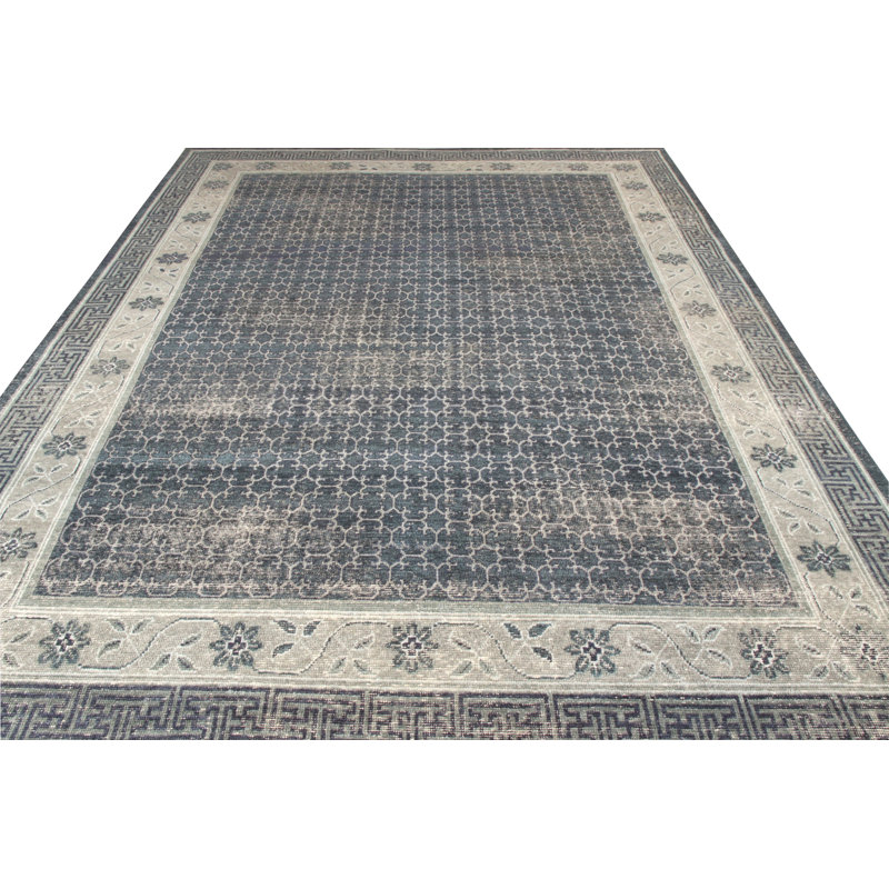 Distressed Homage Hand Knotted Wool Area Rug, Rectangle 10' x 14'