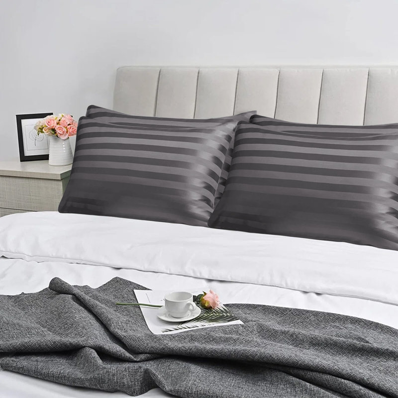 Luxury Microfiber Striped Pillowcases - Soft, Breathable & Wrinkle-Resistant Pillow Covers for Sofa,, Grey