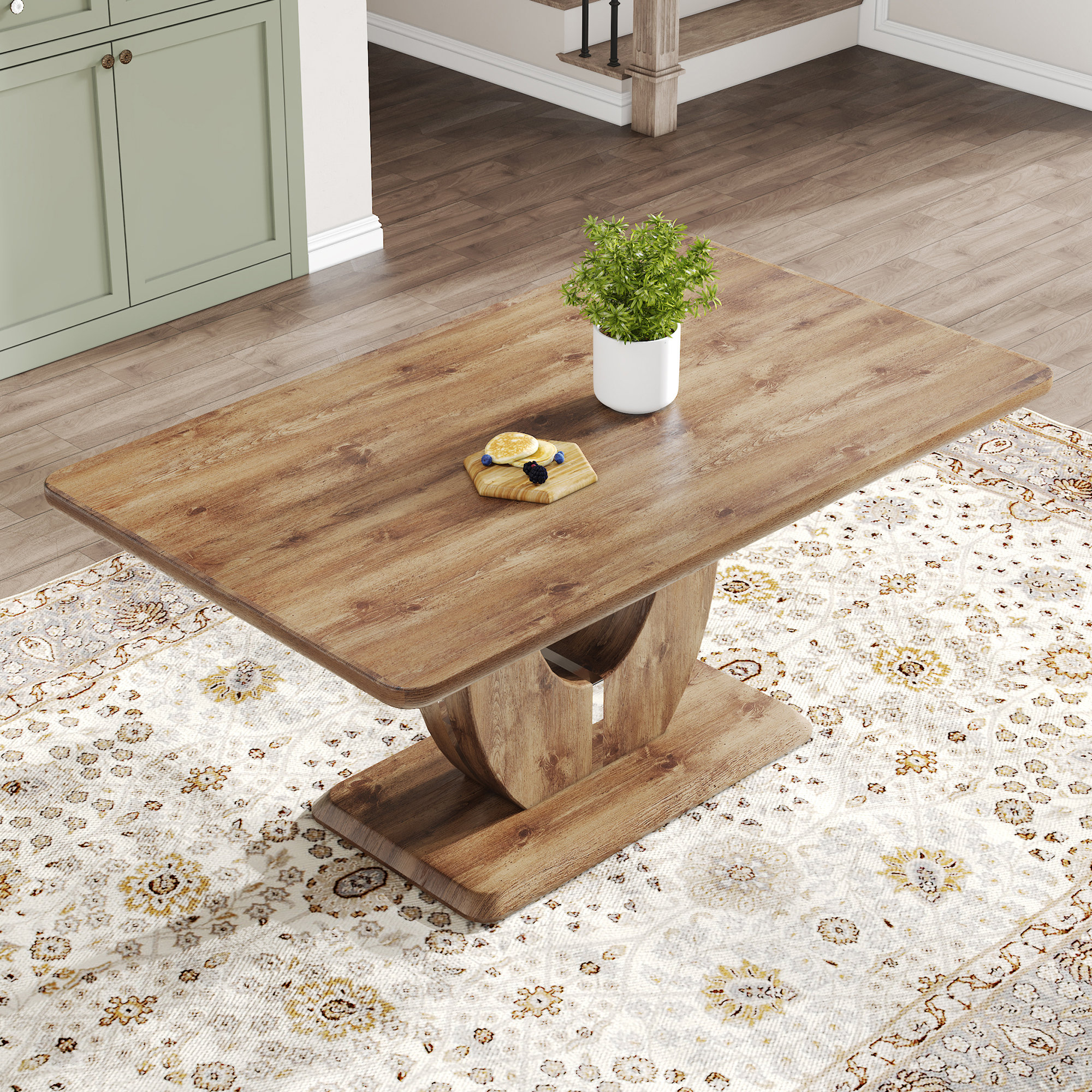 Corrigan Studio Modern Rectangular Dining Table, Minimalist MDF Top ...