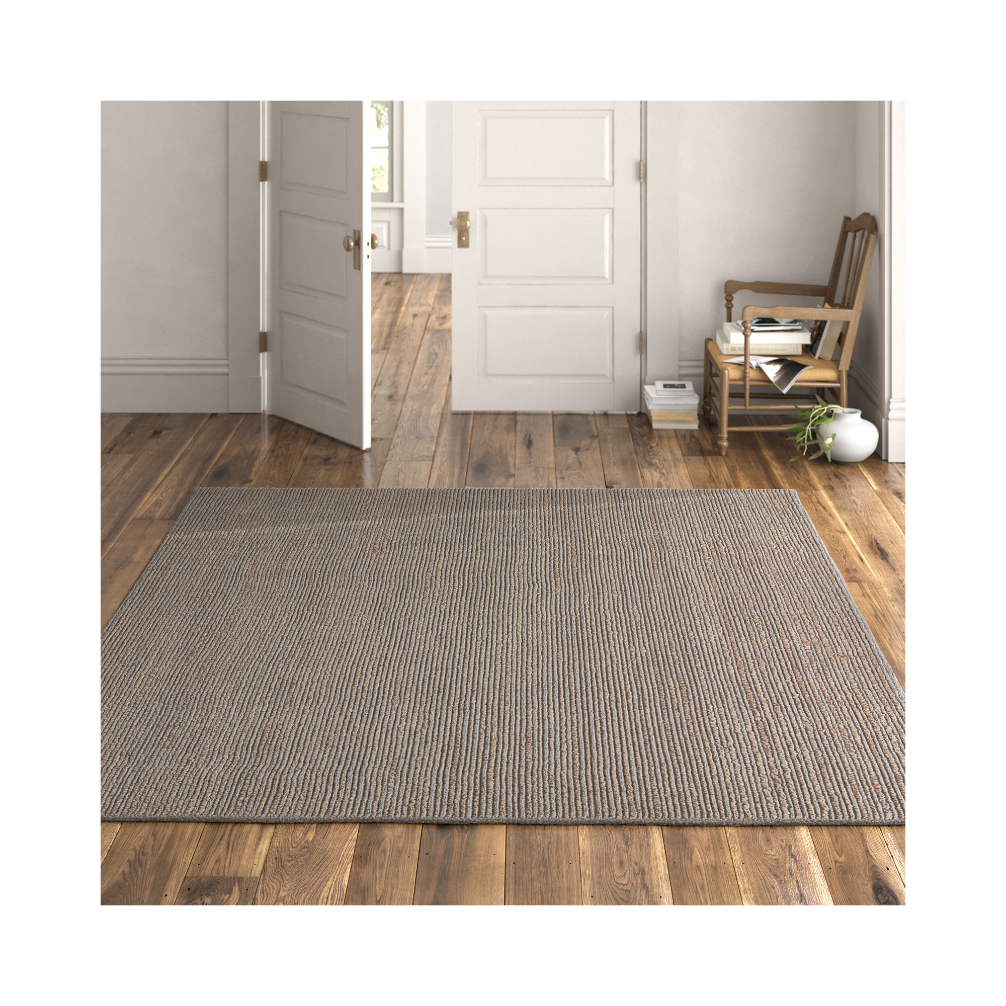 Fransin Handmade Gray/Brown Rug, Rectangle 8' x 10'