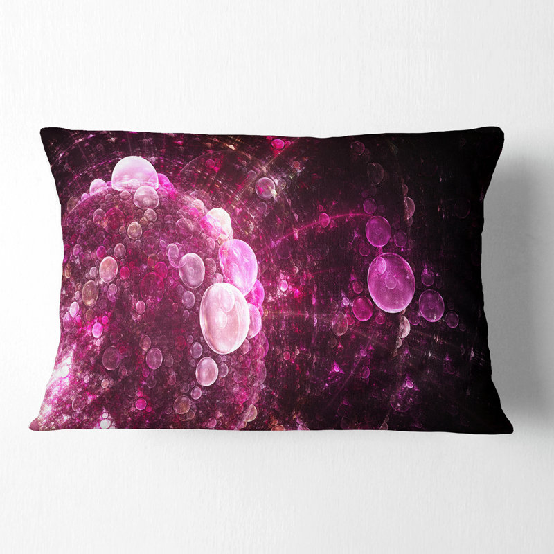 Rose sur fond noir World Bubbles - Coussin décoratif à imprimé floral