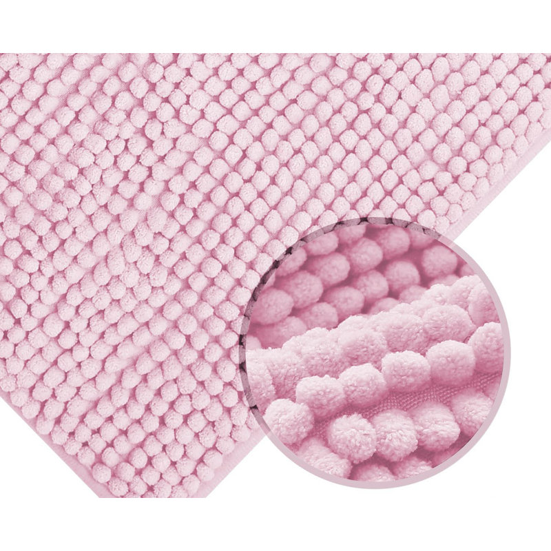 Chenille Non-Slip Bath Mat, Pink