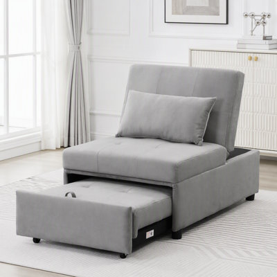 Canapé-lit convertible avec repose-pieds pliant avec design multifonctionnel