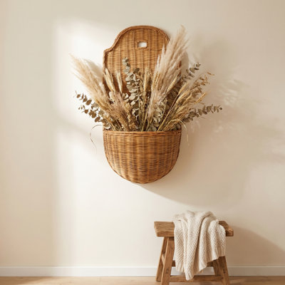 Artisan Rattan Wall Basket in Weave