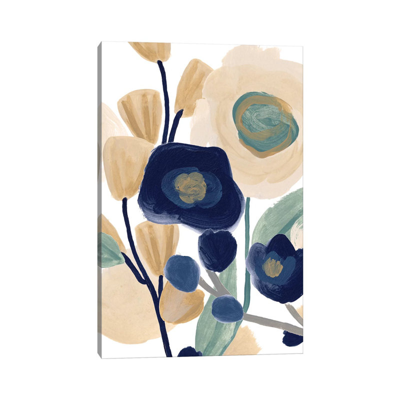 Blue Poppy Cascade I by June Erica Vess - Wrapped Canvas Painting, 30.48cm H x 20.32cm W x 1.905cm D