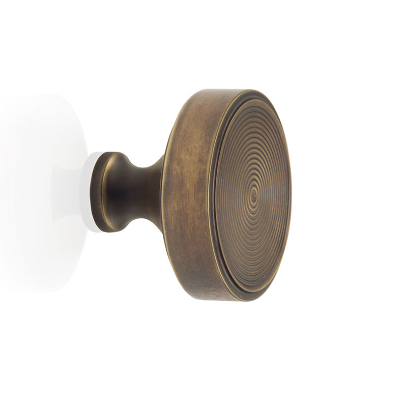 Raga Round Knob, Aged Brass, 1.5" H x 1.48" W x 1.48" D
