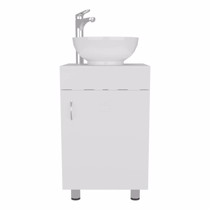 Bathroom Vanity With Sink, 1 Door, 4 Legs, White